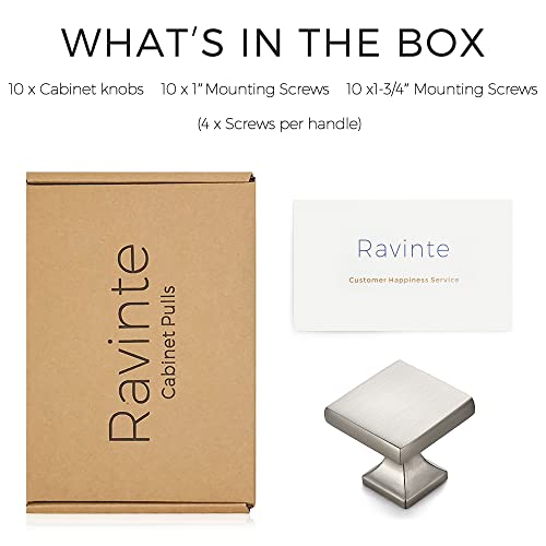 Ravinte Cabinet Knobs Brushed Nickel Square Knobs, Drawer Knobs, 10 Pack - color: Brushed Nickel