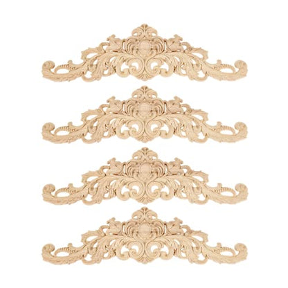 4Pcs Wood Carved Appliques Long Wooden Carving Onlays Furniture Decals - color: 4-pack, size: 11.81 x 3.15 inches