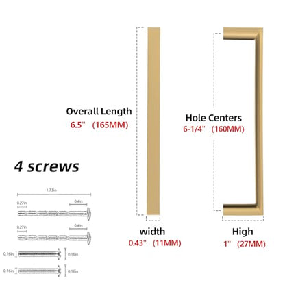 Champagne Bronze Kitchen Cabinet Pulls 6-1/4 Inch 10 Pack - color: Champagne Bronze, size: 6-1/4'' Hole Center(160mm)