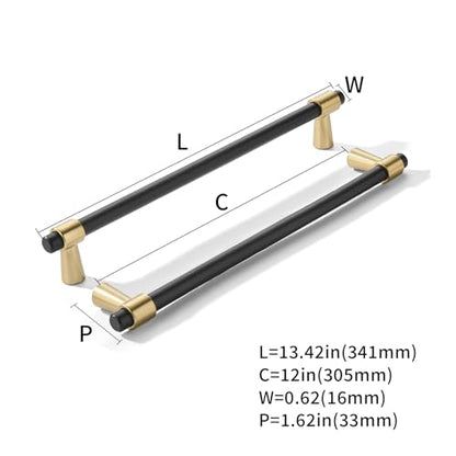 khtumeware 12 inch 5 Pack Matte Black/Champagne Bronze Cabinet pulls Zinc Alloy, Kitchen Cabinet Handles, Wardrobe Drawer Handles - Suitable for Bathroom cabinets, Bedroom Furniture - color: Matte Black/Champagne Bronze, size: 12 Inch