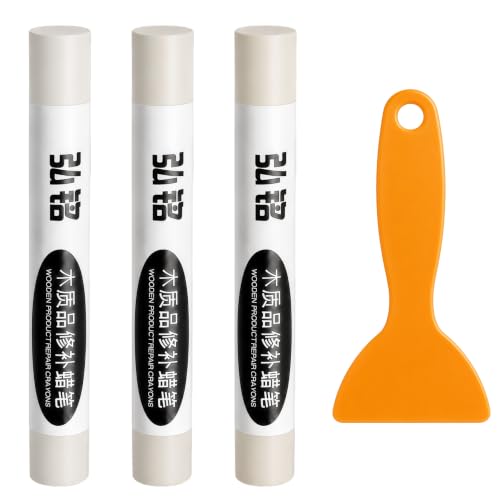 3 Colors Wood Filler Sticks, White Series, with Scraper - color: White Series