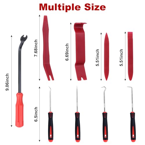 9 Pcs Auto Trim Removal Tool Set - Plastic Pry Tool Kit, Car Door Panel Window Clip Removal Tools, Fastener Remover, Automotive Interior Trim Tool with Mini Precision Hook and Pick Set