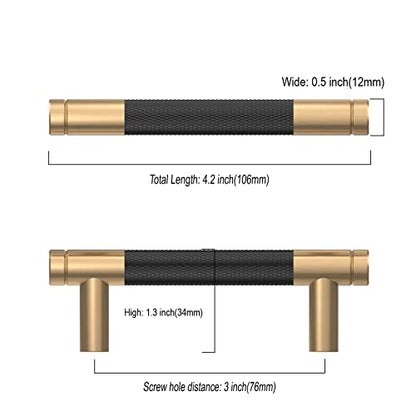 Asidrama 10 Pack 3 Inch(76mm) Matte Black and Champagne Bronze Cabinet Pulls Knurled Cabinet Handles Cupboard Handles Kitchen Cabinet Hardware for Cupboard Drawer Pulls - color: Black-Champagne Bronze, size: 3" Hole Center, style: 10 Pack