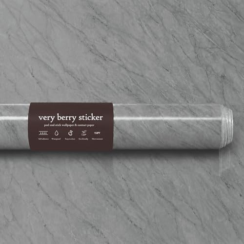 Very Berry Sticker Marble Contact Paper (Deep Gray, 15.7" x 78", 1 Pack) - color: Deep Gray, size: 15.7" x 78"