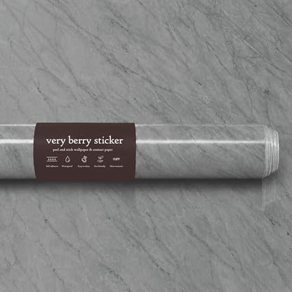 Very Berry Sticker Marble Contact Paper (Deep Gray, 24" x 118", 2 Pack) - color: Deep Gray, size: 24" x 118" (2-pack)