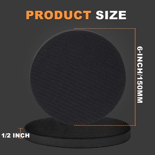 6-Inch No-Hole Interface Pad: 5 Pack Hook & Loop Foam Sanding Discs Backing Pads Replacement for Random Orbital Sander,Soft Density Sponge Round Cushion Buffer - style: 6" No-Hole Interface Pad