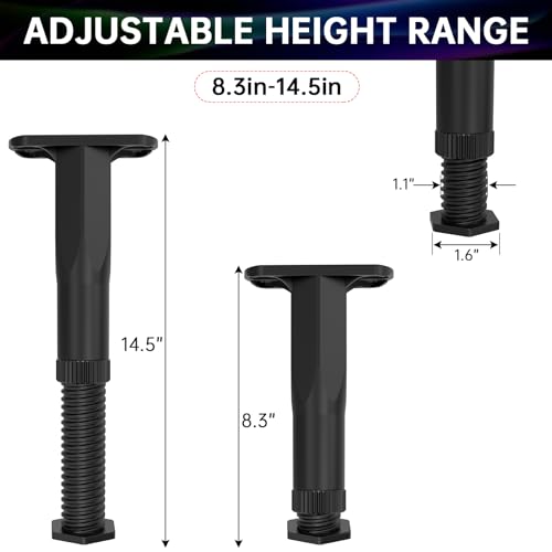 4PCS Adjustable Bed Frame Support Legs(8.3"-14.5"),Center Slats Support Leg - color: 4pcs(8.3-14.5inch)-rigid Plastic