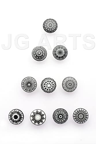 JGARTS Set of 10 Black Ceramic Porcelain Pottery Cabinet knob Drawer pulls Furniture Handles Shabby Chic Vintage