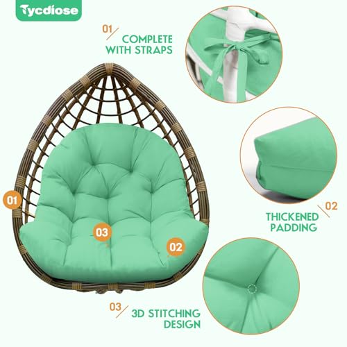 Egg Chair Cushion Replacement, Waterproof Outdoor Hanging Egg Chair Cushion Hammock Swing Chairs Cushions Pads, U-Shaped Thickened Cushions for Hanging Eggs Chairs, 47x33x7 Inches (Cyan) - color: Cyan