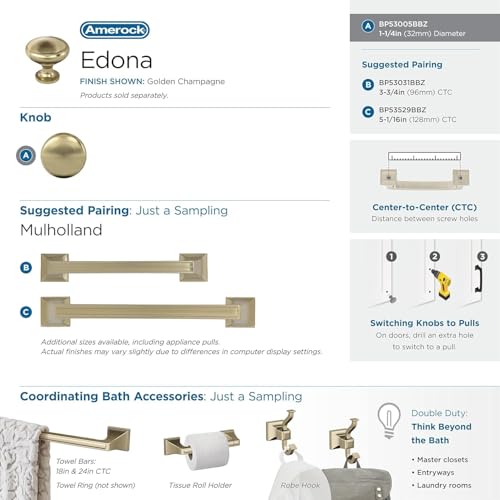Amerock 1-1/4" Round Edona Golden Champagne Cabinet Knob - color: Golden Champagne, size: 1-1/4 Inch (32 mm) Diameter