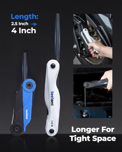 toolant 11PCS Long Arm Folding Allen Wrench Set, Metric Hex Key Set 1.5mm-12mm, Extended Reach Allen Key Set with 4 Inch Long Arms, CRV Steel Foldable Hex Wrench Tool for Bike Repair, Home & DIY - size: 11PCS (Folding - Metric)