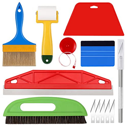 WRAPXPERT Wallpaper Smoothing Tools,Wallpaper Tool Kit with Squeegee Smoother,Seam Roller,Wallpaper Brush for Peel and Stick Hanging,Contact Paper,Vinyl Application,Wall Tile - color: Multi-r