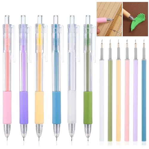 6 Pcs Knife Pen Craft Cutting Tools, Retractable Carving Knife Pen