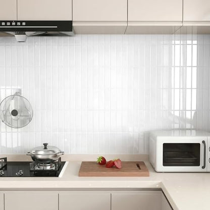 Peel and Stick Backsplash Tile for Kitchen, 10 Sheets, 11.42''x9'' - color: Pearl White