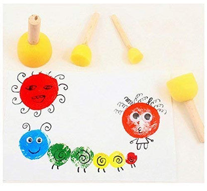 WAFJAMF 40 Pcs Round Sponges Brush Set 4 Sizes DIY Painting Tools Yellow - color: Yellow