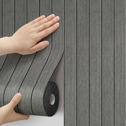 Thick Wood Slat Wall Panels, Modern 3D Peel and Stick, 15.75"x118" Self-Adhesive Accent Wall with Sound Dampening for TV Wall and Ceiling, Bedroom, Home Office, Dark Grey, 13 Sq Ft - color: Dark Grey
