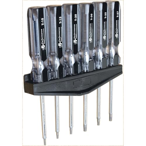 Performance Tool W80006 6-Piece Star Screwdriver Set with Rack - size: Stardriver Set w/Rack (6pc)