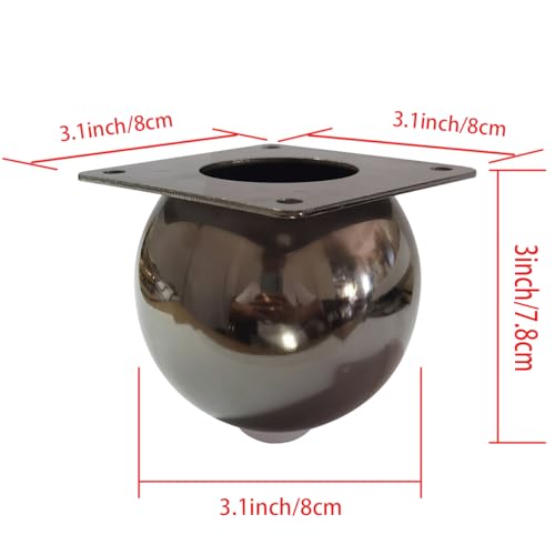 Black Furniture Legs Round Metal Bun Feet Heavy-Duty Cabinets/Tables/Chairs/Sofa Feet, with Rubber Base Set of 4,Heavy Duty DIY Replacement Couch Legs(Black 1) - size: Black 1