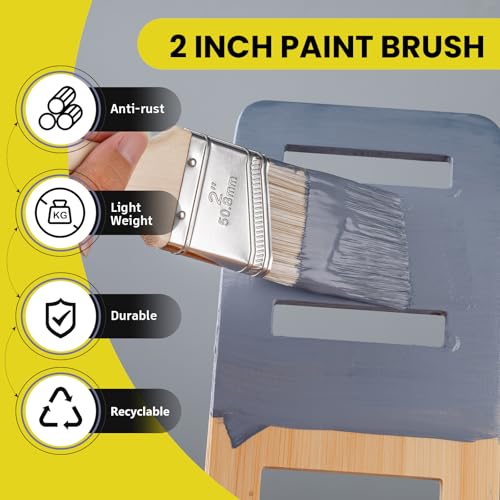 Mister Rui 3-Pack 2 Inch Angled Paint Brushes, Sash Brushes for Trim & Wall - size: 3PCS, 2" Short