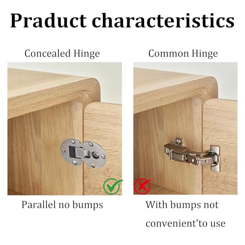 2Pcs 90 Degree Adjustable Page Turning Axis Concealed Cabinet Door Hinge, Zinc Alloy Drop Down Flush Hinge for Folding Desk, Table, Drawer, Wardrobe, or Cupboard, Easy Install