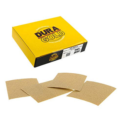 Dura-Gold Premium 1/4 Sheet Gold Sandpaper Sheets, 60 Grit (Box of 16) - size: 60-Grit