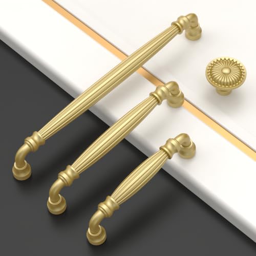 Asidrama 10 Pack 4 inch Brushed Gold Kitchen Cabinet Handles - color: Brushed Gold, size: 4" Hole Center(102mm)