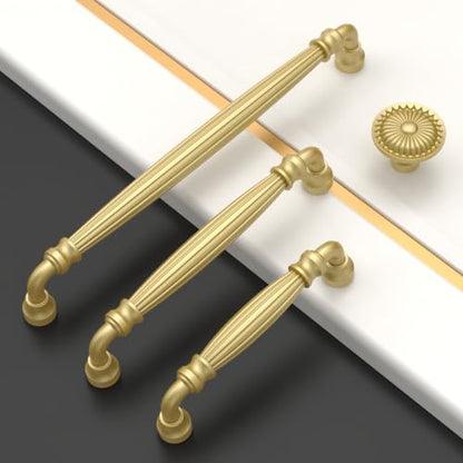 Asidrama 10 Pack Brushed Gold Kitchen Cabinet Knobs - color: Brushed Gold, size: Single Hole Knob
