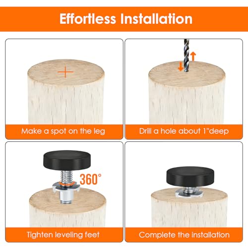 1/4" Thread Furniture Feet Levelers, 15PCS Adjustable Leveling Feet