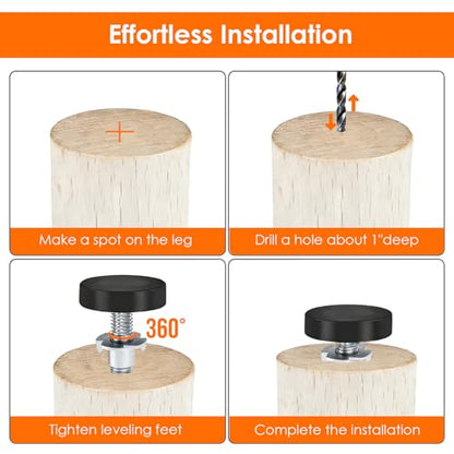 1/4" Thread Furniture Feet Levelers, 15PCS Adjustable Leveling Feet