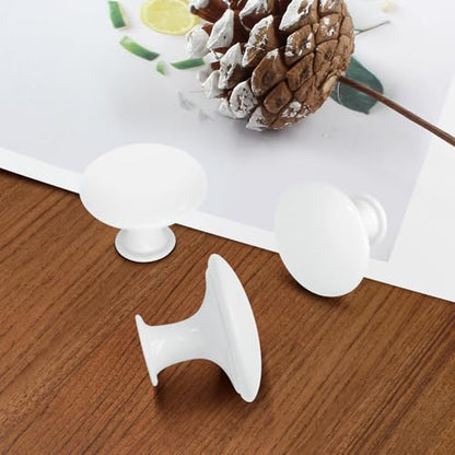 8 Pcs 30mm Antique White Kitchen Cabinet Knobs - color: White, size: 8 Pcs