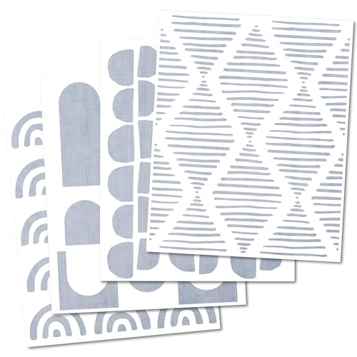 4 Pcs 14" Large Reusable Abstract Bohemian Geometric Wall Stencils