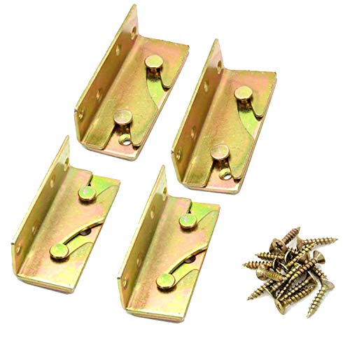 4 Piece Heavy Duty Non-Tenon Rail Accessories, Bracket, Wooden Frame Connector With Screws for Bed Head and Foot Board