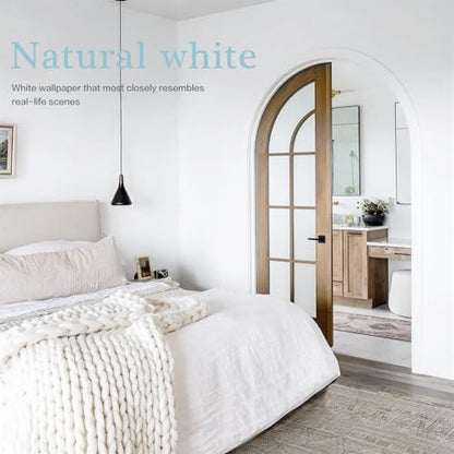 Dimoon 17.7''x118'' Peel and Stick Wallpaper White Contact Paper for New Environmentally Friendly Materials Thickening Upgrade Embossed Renter Friendly Wall Paper Modern Vinyl Wrap Countertop Bedroom - color: White, size: 17.7" x 118"