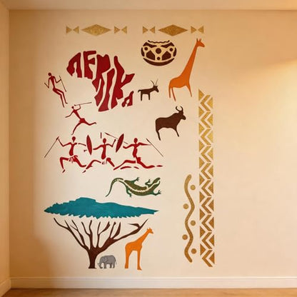 TIAMECH A4 Reusable African Tribal Stencil for Painting - style: African Tribal Savannah
