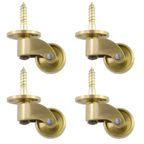Caster Wheels 1" Small 360° Swivel Antique Brass Wheels, 4 Pcs - style: Brass