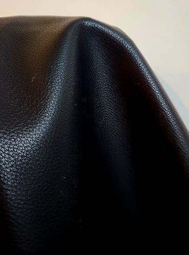 NAT Leathers™ | Black Mini Tumble Grain Faux Leather | Synthetic Pleather 0.9 mm Baby Calf Grain | 1 Yard 54 inch Wide x 36 inch Long | Soft Smooth Upholstery (Black Tumblegrain) - color: Black Pebblegrain