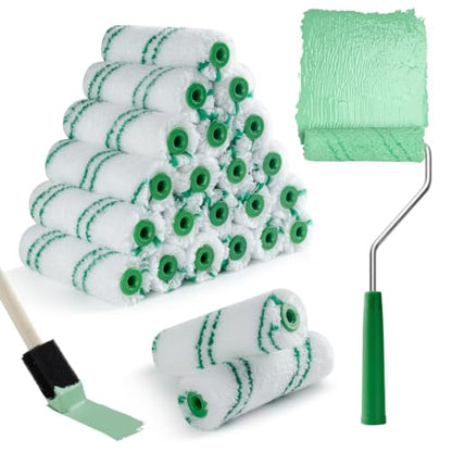 4 Inch Microfiber Paint Roller Kit, 24 Piece, 3/8" Nap - size: 4 Inch Microfiber Paint Roller Kit, 26 Pack
