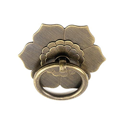 Bitray Drop Ring Knobs Antique Bronze Tone Ring Pulls Flower Shape Pulls - color: Antique Bronze