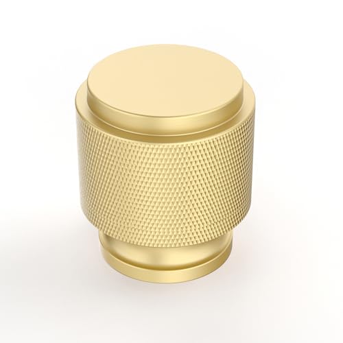 Brushed Gold Cabinet Knobs Round Drawer Pulls 10 Pack - color: Brushed Gold, size: Knob