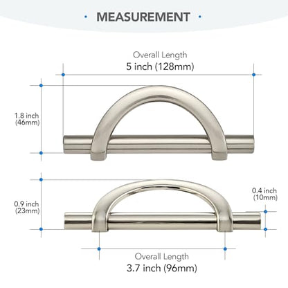 HOME EDIT Brushed Nickel Cabinet Pulls Curved, 3-3/4 Inch/96 mm, 10 Pack - color: Brushed Nickel, size: 3-3/4 Inch Hole Center