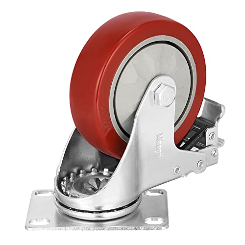 4 in Heavy Duty Casters,1800 lb Set of 4,Locking Swivel Wheels - size: 4 inch