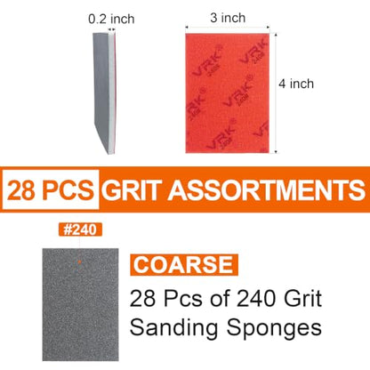 28 Pcs 240 Grit Sanding Sponge,Ultra Fine Sandpaper,Soft Foam Hand Sander Block Wet Dry Sanding Pads for Automobile Wood Furniture Metal Drywall Polishing - style: 240 Grit 28PCS