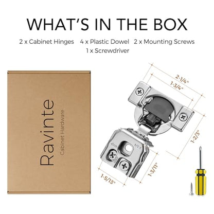 Ravinte 1-1/4 Inch Overlay Soft Close Hinge Kitchen Cabinet Hinges 2 Pack - size: 1-1/4 inch Overlay