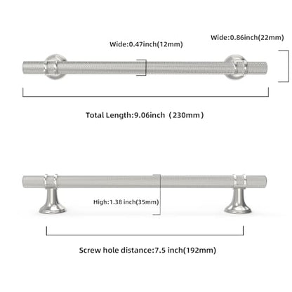 10 Pack 7-1/2 Inch Cabinet Pulls knurled Brushed Satin Nickel Kitchen Cabinet Handles Aluminum and Zinc Alloy Drawer Pulls Solid Cabinet Hardware - color: Brushed Satin Nickel Knurled, size: 7-1/2'' Hole Center(192mm)