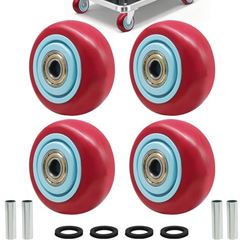 3 Inch Red Heavy Duty Caster Wheels, 4 Pack - style: Red-3Inch