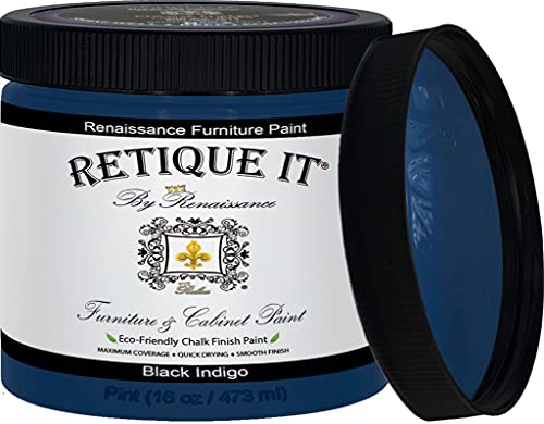 Retique It Chalk Furniture Paint by Renaissance DIY, 16 oz (Pint), 43 Egyptian Blue - color: 44 Ultramarine, size: 16 Fl Oz (Pack of 1)