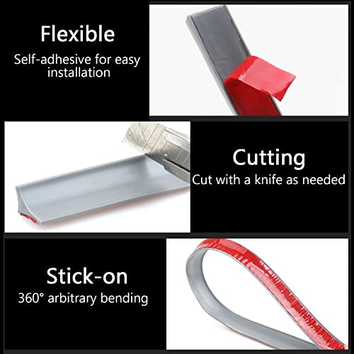 New Collapsible Shower Threshold Water Dam, Self Adhesive Silicone Waterproof Barrier Bathroom and Kitchen Water Strip Dam Shower Guard for Dry And Wet Separation Caulk Seal Strip Edge Trim(Grey) - color: Grey, style: 98Inch