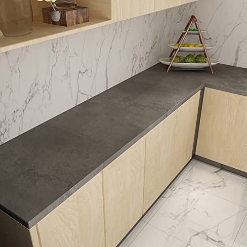 3yecao 16"×1181" 3D Extra Thick Large Size Darker Grey Black Concrete Wallpaper Peel Stick Waterproof Dark Gray Concrete Cement Contact Paper Adhesive Textured Sticker for Bedroom Bathroom Gym Walls - color: Dark Gray, size: 16" x 1181"