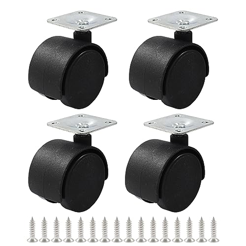 Murtenze 1.5 Inch Plastic Swivel Caster Wheels, 4Pcs, Black - style: 1.5 Inch Plate