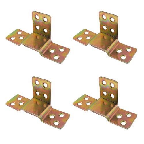 4PCS Bed Frame Fixing Connector with Mounting Screws Sofa Sub Female Connector Bed Hinge Hanger for Connecting Bed Rails Headboard Footboard Wooden Edge Beams Screw Holes